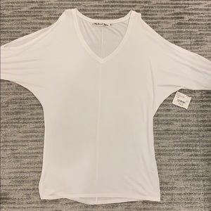 Nwt~Michael Stars White Cold Shoulder Top